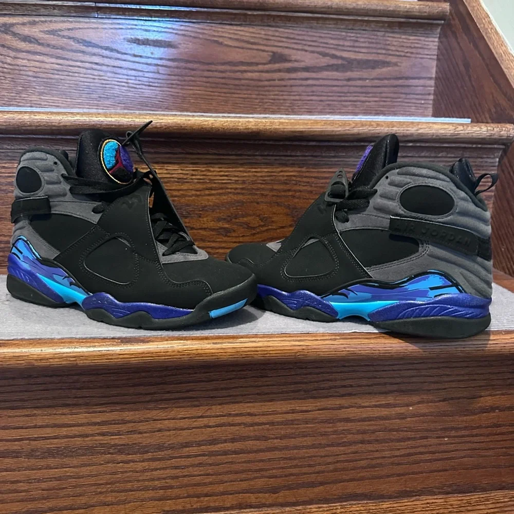 Black and Blue Sneakers with Logo - Picture 3 of 6